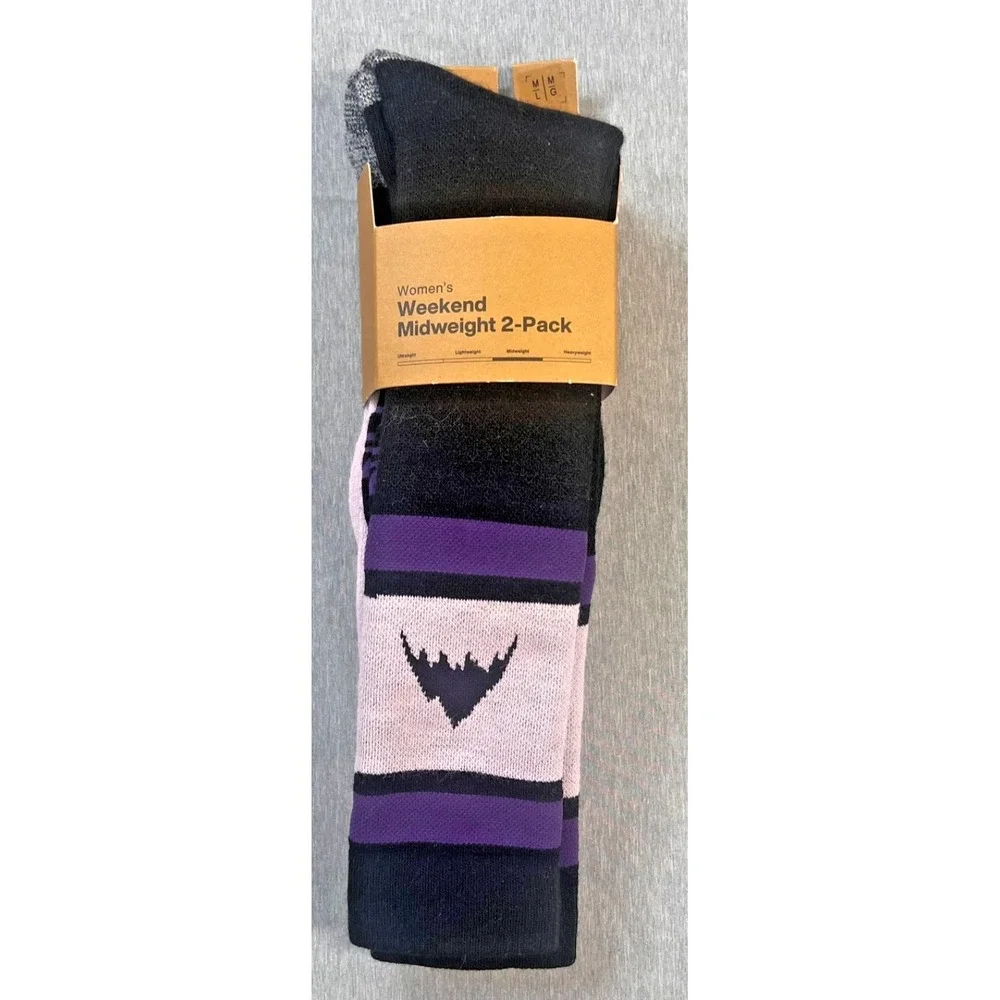 2 pack Burton Womens Weekend Midweight Socks Elderberry Size M/L Ski Hiking Snow